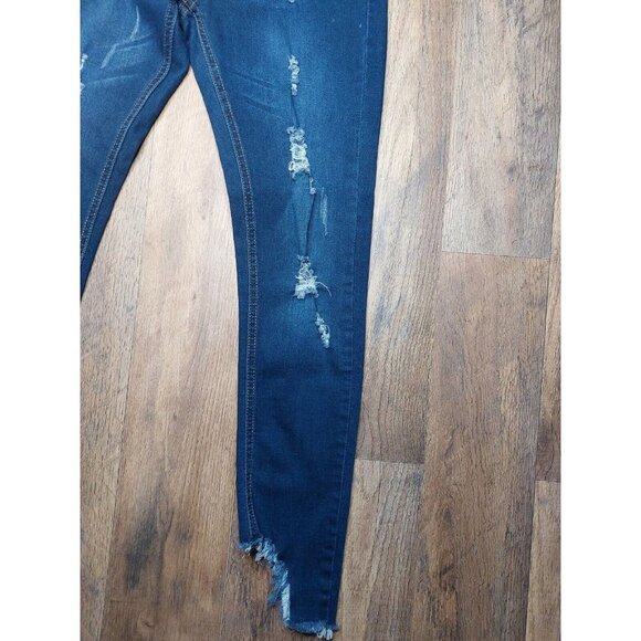 Paper Cocoon Junior Womens Jeans Size 3 Skinny Denim Blue Mid Rise Distressed - Picture 5 of 16